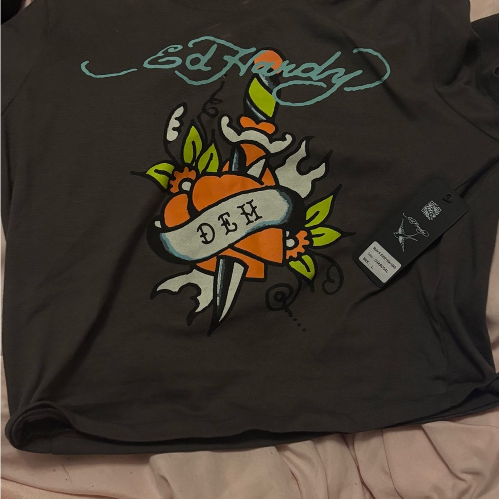 Ed Hardy Cropped Graphic T-Shirt